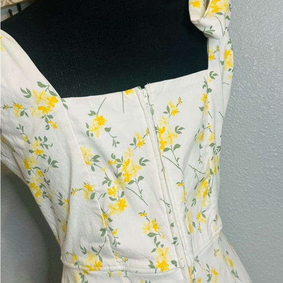NWT Francesca's Nichole Yellow Floral Print Waist Dress Sz XL - Picture 4 of 11